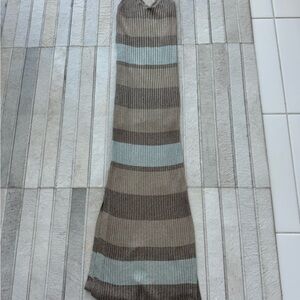 Zara Brown and Gray Striped Maxi Skirt
